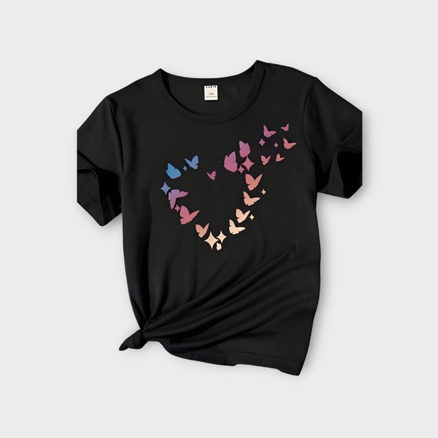 Black Prined T-shirt For Womens AUA&CO