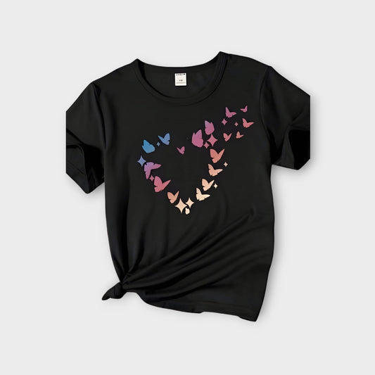 Black Prined T-shirt For Womens AUA&CO