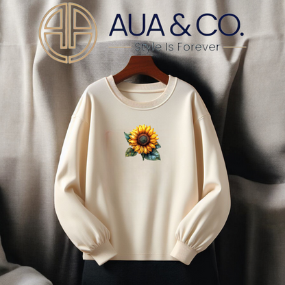 *AUA&CO Winter Sunflower Sweatshirt – Comfortable Casual Wear for Everyday Style 🌻*