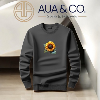 *AUA&CO Winter Sunflower Sweatshirt – Comfortable Casual Wear for Everyday Style 🌻*