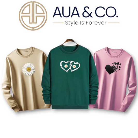 *Pack Of 3 Winter Printed Fashionable Sweatshirt For Women's By AUA&CO*