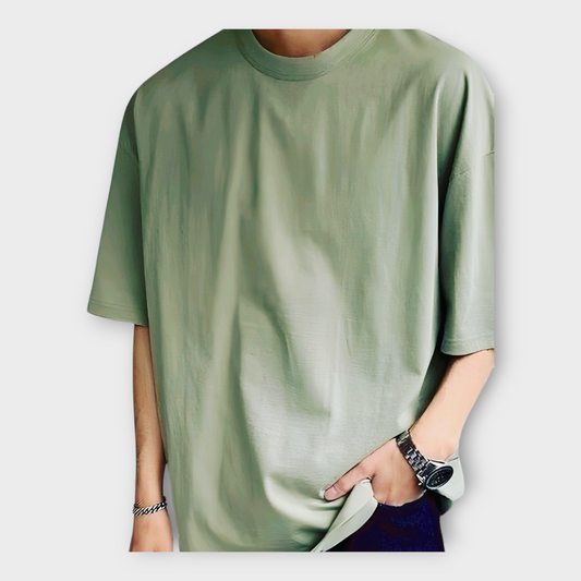 Summer Light Green Basic T-shirt For Men's AUA&CO