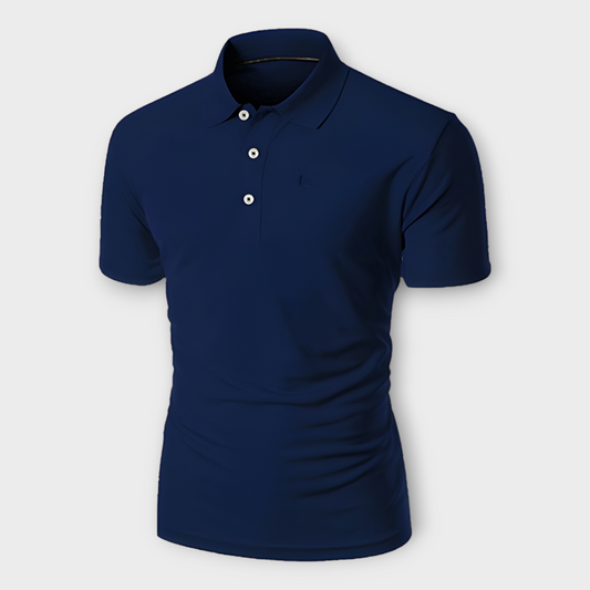 Summer Navi Blue collar T-shirt For Men's AUA&CO