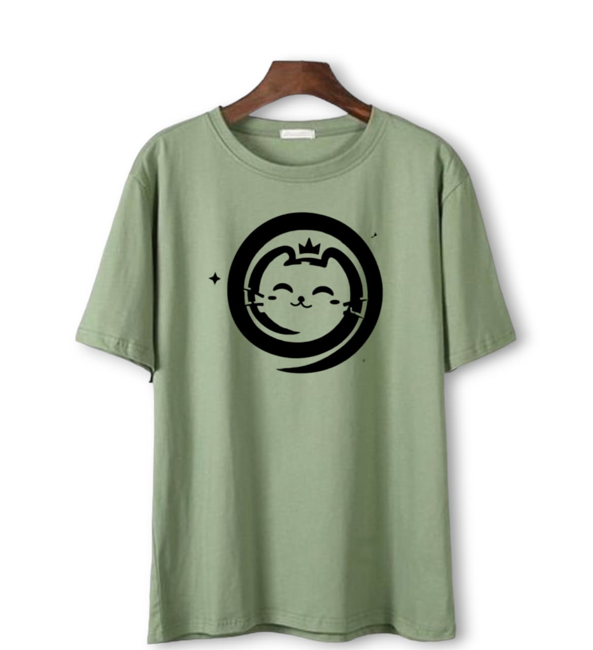 Summer Dark Green Printed T-shirt For Womens