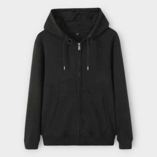 Winter Basic Black Zipper Hoodie AUA&CO