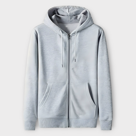 Winter Gray Zipper Basic Hoodie For Women's AUA&CO