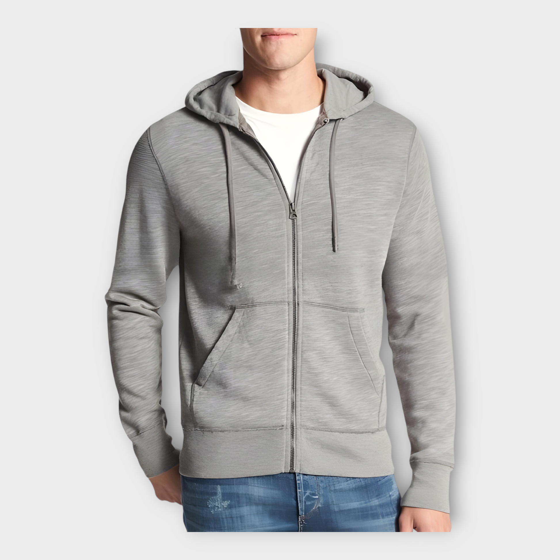 Winter Gray Zipper Hoodie For Mens AUA&CO