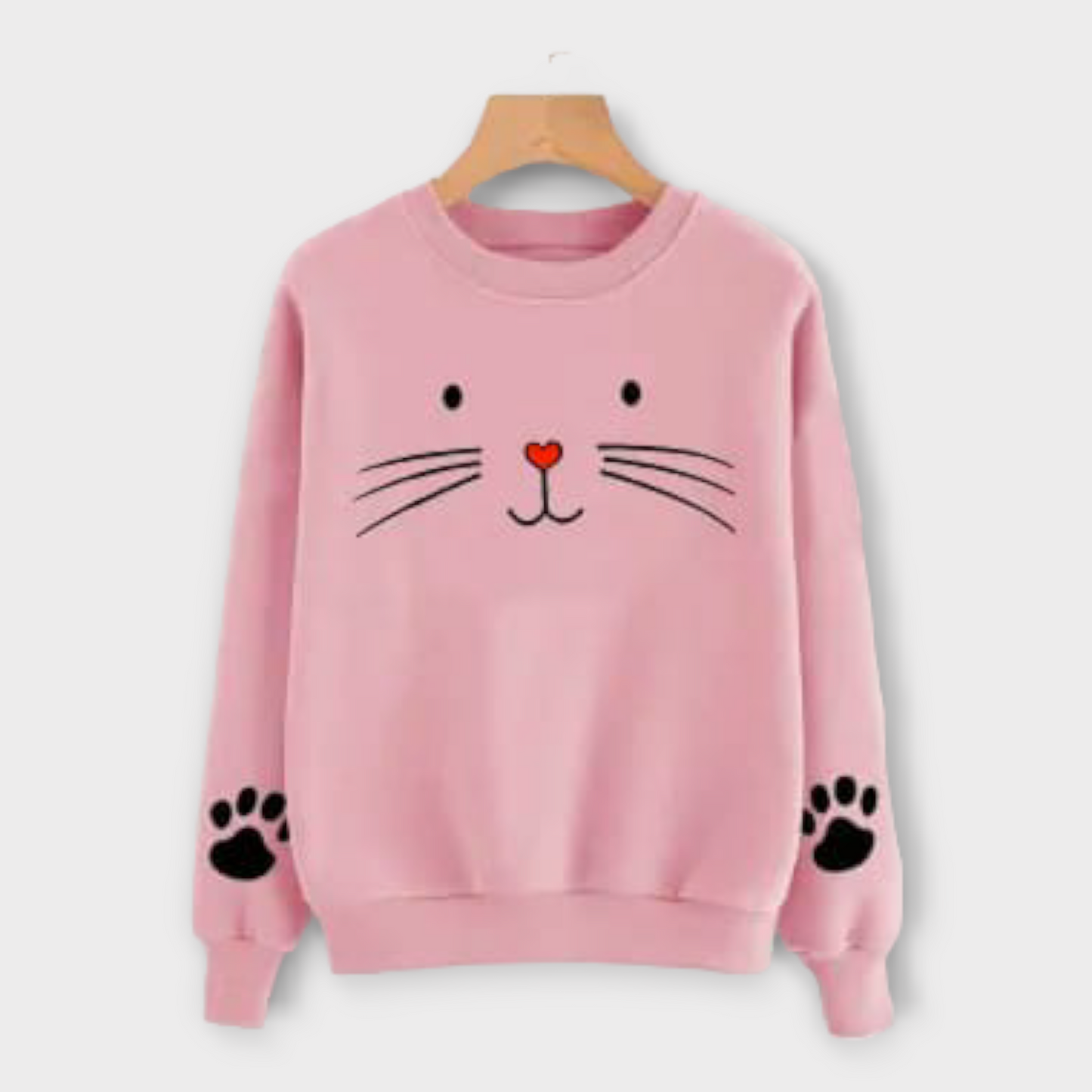 Winter Pink Cat-y Sweatshirt for Womens AUA&CO