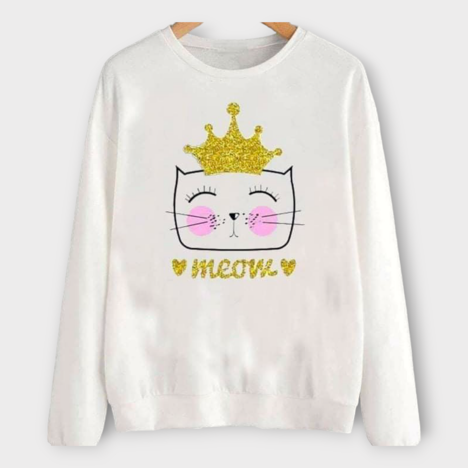 Winter White Printed Sweatshirt For Womens AUA&CO