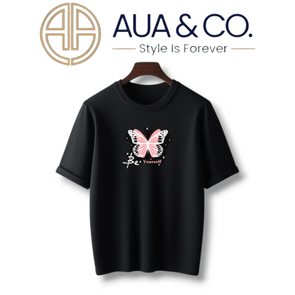 Aua&Co  Women Summer Bundle - 3 Half Sleeve Printed T-Shirts (Black, Gray, Mustard) - Unique & Stylish Designs