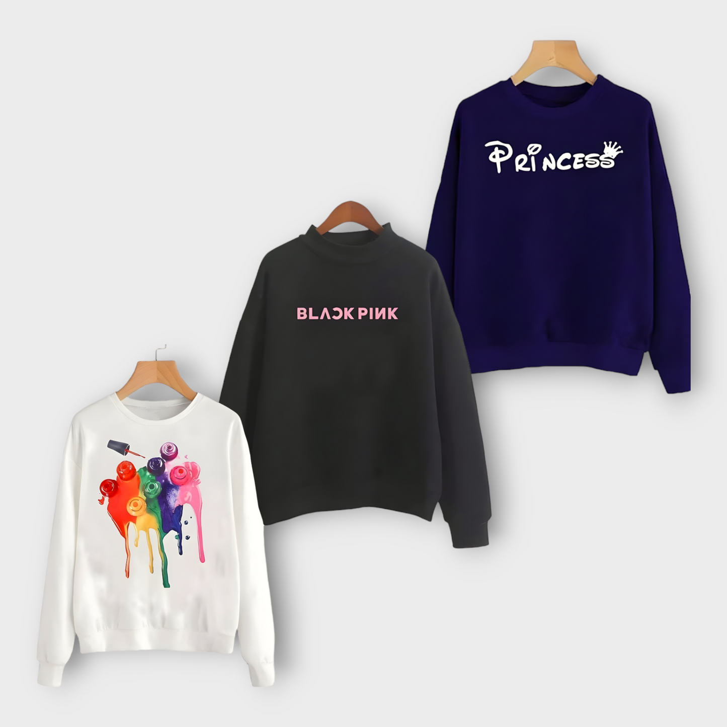 Pack Of 3 Winter Women's Printed Sweatshirt For Women's